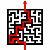 maze with red arrow