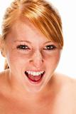 young redhead woman screaming