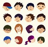 cartoon young people face icon
