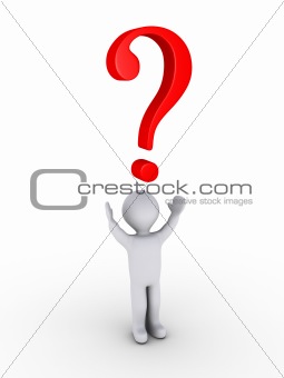 Man asking why with question mark