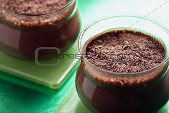 Close-up Of Chocolate Mousse Pots