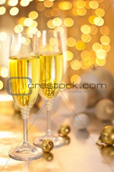 Glasses of Champagne on Christmas Eve