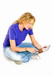 woman using a digital tablet