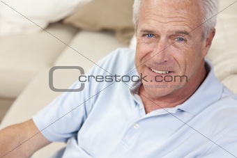 Happy Handsome Senior Man Smiling at Home