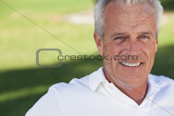 Happy Handsome Senior Man Smiling Outside