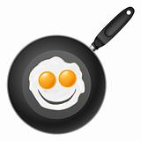 Frying pan with smile egg