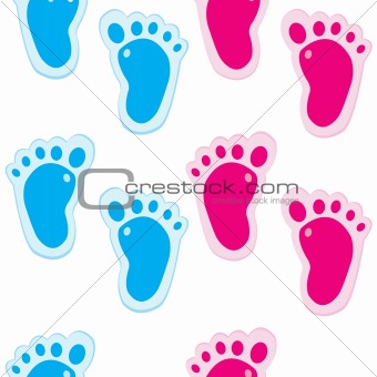 Baby foot steps background, seamless pattern