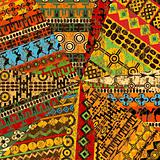 Grunge collage of sample with ethnic motifs