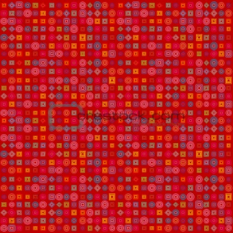 Red background with geometric elements
