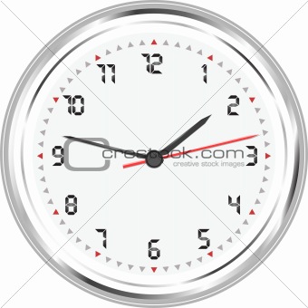 wall silver clock vector isolated on white background
