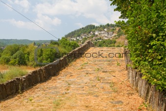 View to Village Over an Old Bridge