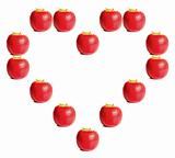 Red apples shaping a heart