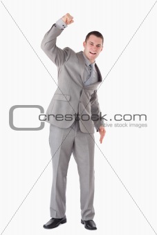 Portrait of a businessman cheering up