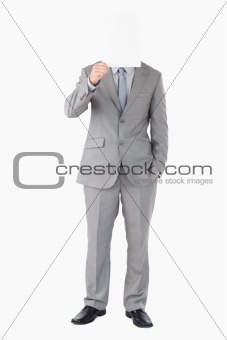Portrait of a businessman holding a blank panel in front of his face