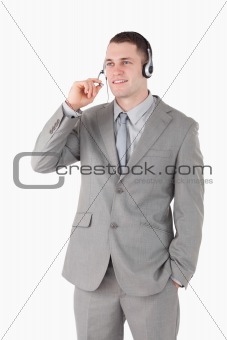 Portrait of an operator using a headset