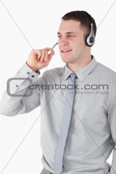 Portrait of an assistant using a headset