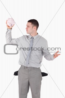 Portrait of a broke businessman