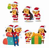 cute cartoon Christmas Holiday,animal  santa,