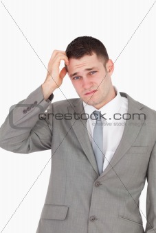 Portrait of an anxious businessman