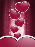 vector red hearts on  abstract  background with stripes