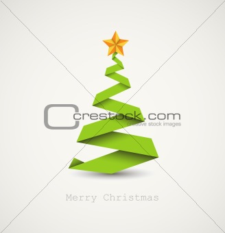 Simple vector christmas tree made from paper stripe