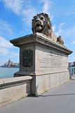 Budapest. Sculpture of Lion on the Chain Bridge