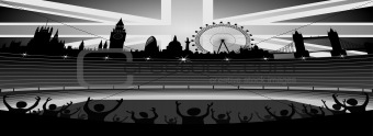 stadium with London skyline - vector