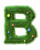B letter made of christmas tree branches