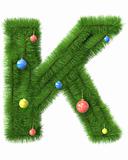 K letter made of christmas tree branches
