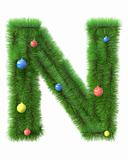 N letter made of christmas tree branches