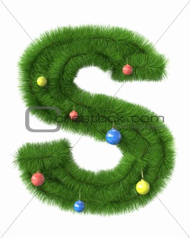 S letter made of christmas tree branches