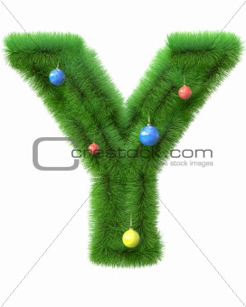 Y letter made of christmas tree branches