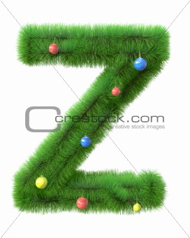Y letter made of christmas tree branches