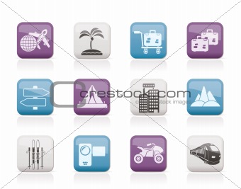 Holiday travel and transportation icons