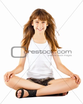 girl sitting in lotus position