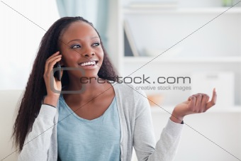 Close up of woman on the phone