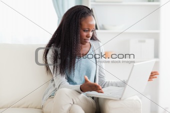 Woman having computer problems