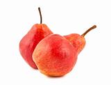 Two red ripe pears