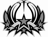 Basketball Ball Vector Graphic Template with Stars