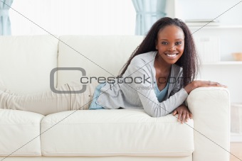 Woman lying on the sofa