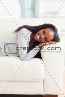Young woman lying on the couch