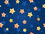Cartoon stars at blue sky. Vector Pattern