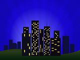Vector Illustration Of Night Cityscape