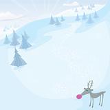 Vector Christmas card with Rudolph