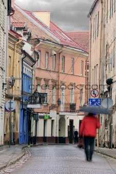 Vilnius oldtown street, motion blur