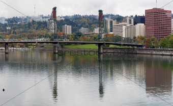 Reflection of Hawthorne on Willamette River