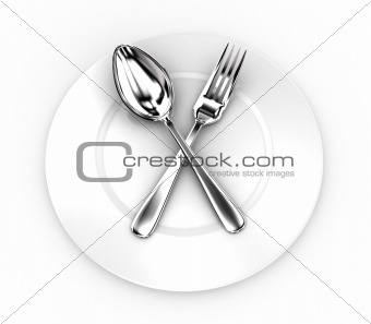 Fork and spoon on a plate
