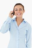 Happy businesswoman on the cellphone