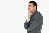 Side view of businessman in thoughts