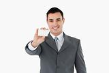 Businessman showing his businesscard